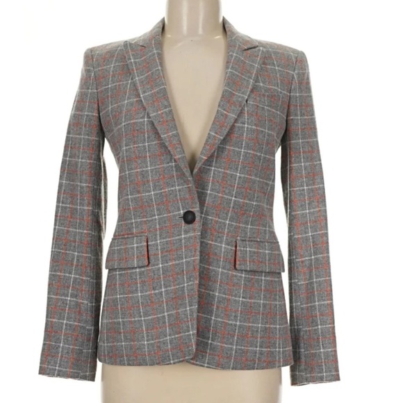 rag & bone Jackets & Blazers - RAG & BONE Cotton Wool Blazer grey plaid size 2 Small